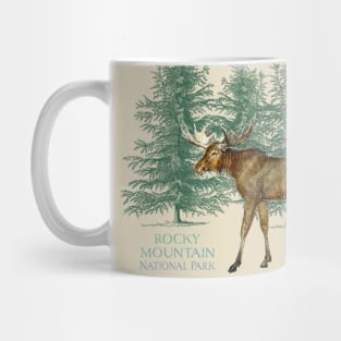 Rocky Mountain National Park Colorado Moose Trees Vintage-Look Mug